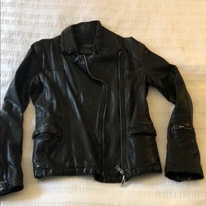 All Saints black leather motorcycle jacket